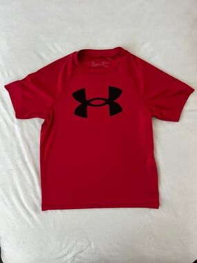 Kid’s Under Armour Red Tee with Black Logo